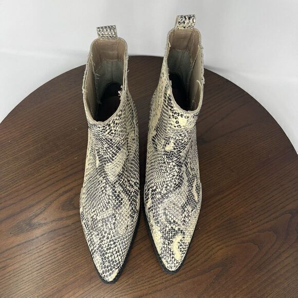 Matisse Avery Ankle Boots Women's 8.5M Beige Snakeskin Print Leather Pointed Toe - Picture 11 of 16